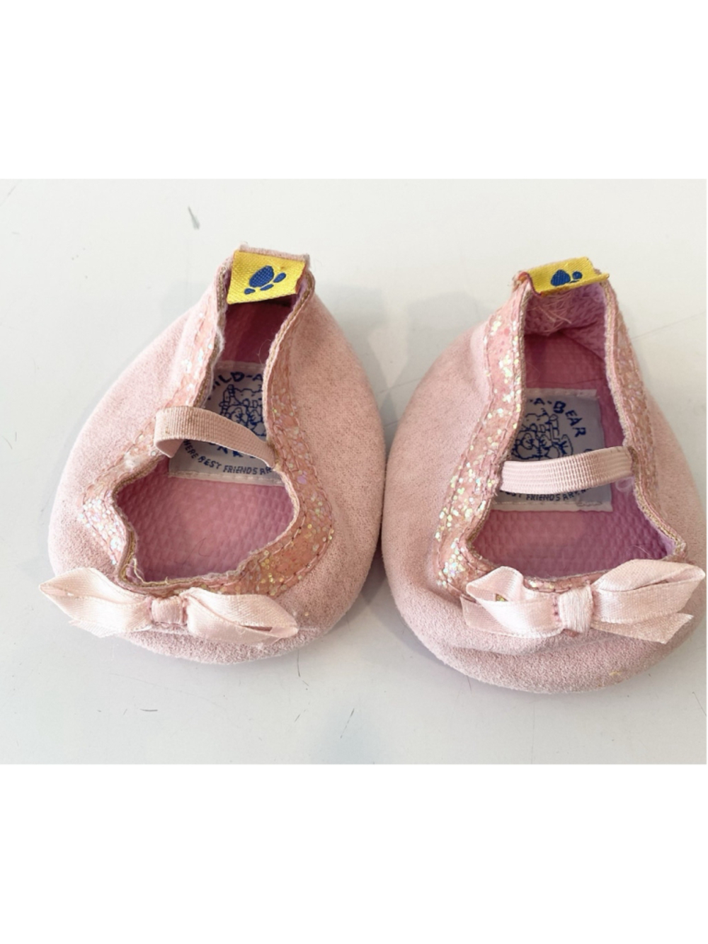 Build-A-Bear Workshop Pink Ballet Flats Shoes Bows Glitter Trim BABW Bear Shoes